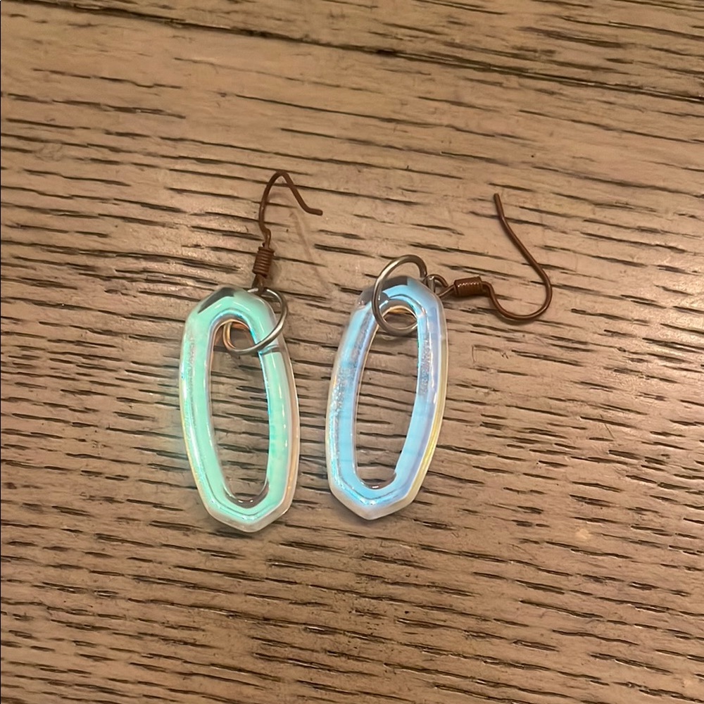 Iridescent Oval Drop Earrings